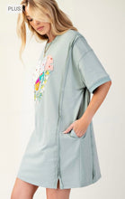 Load image into Gallery viewer, T Dress with pockets, plus size, light teal Love 💗