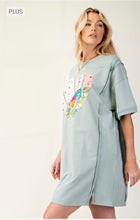 Load image into Gallery viewer, T Dress with pockets, plus size, light teal Love 💗